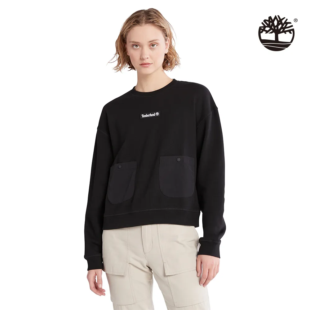 Timberland 女款黑色有機棉拼接Oyster River寬版大學T|A5X3H001 歷史價格詳細信息