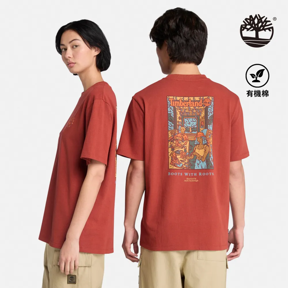 Timberland 中性款暗紅色背面圖案短袖T恤|A6K3HI30 歷史價格詳細信息