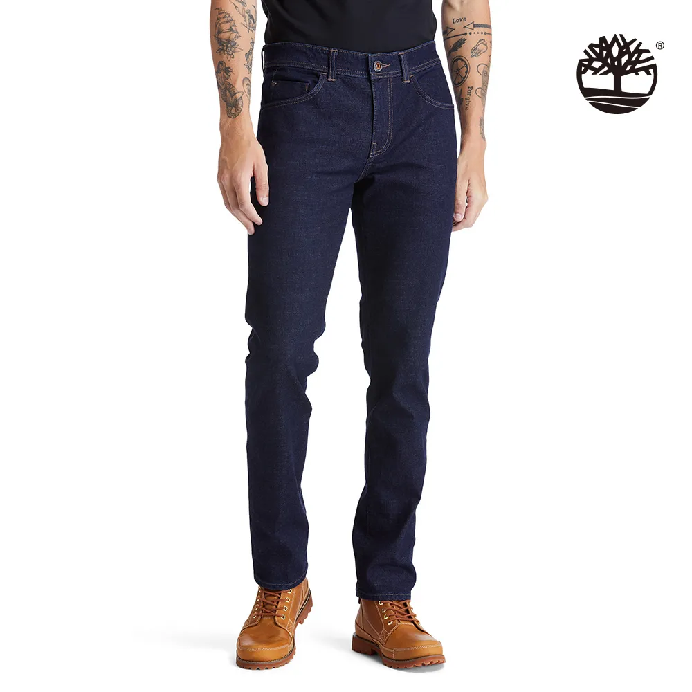 Timberland 男款水磨藍色棉麻牛仔長袖襯衫外套|A2CJPH87 歷史價格詳細信息