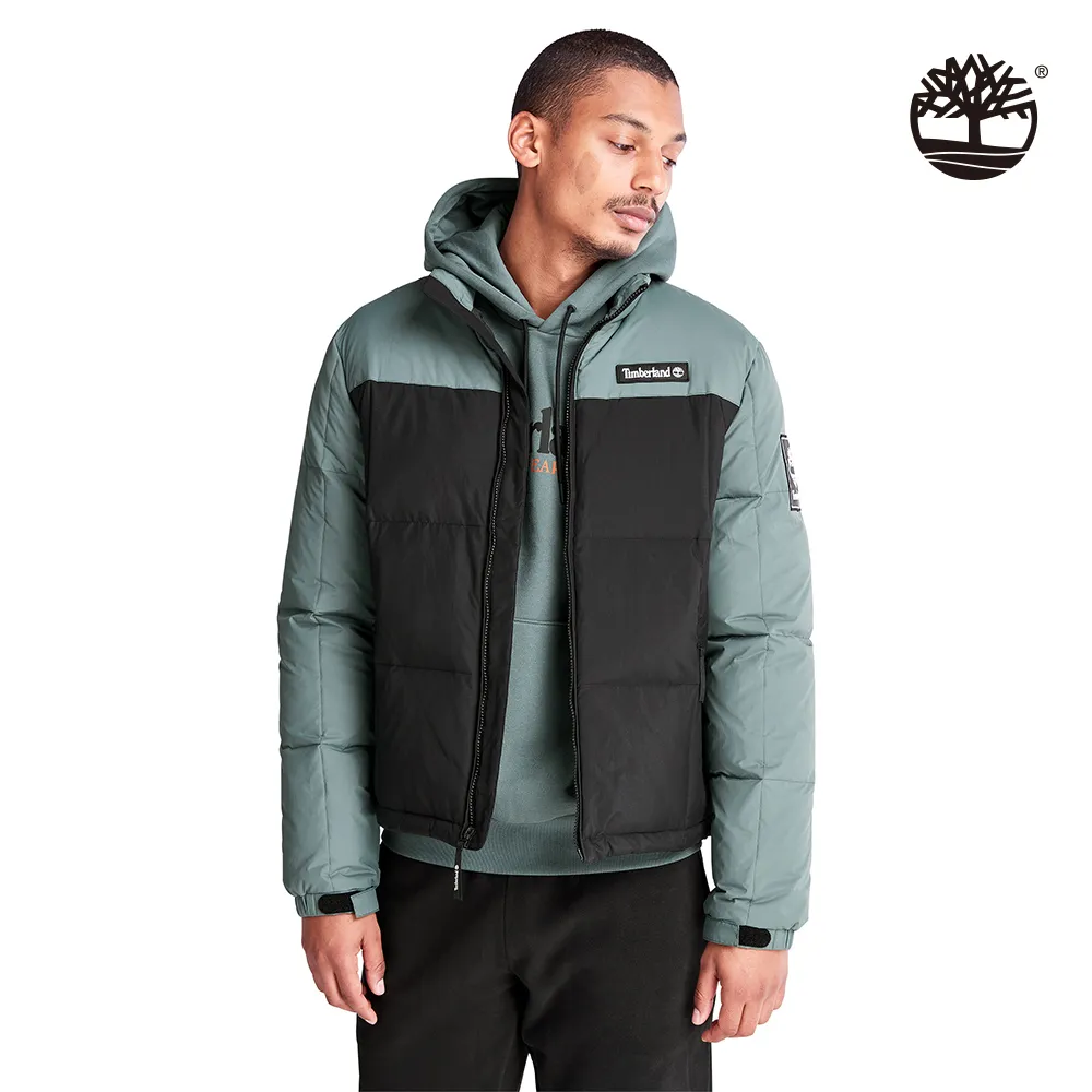 Timberland 男款黑綠色拼接防潑水保暖外套|A6653EIO 歷史價格詳細信息