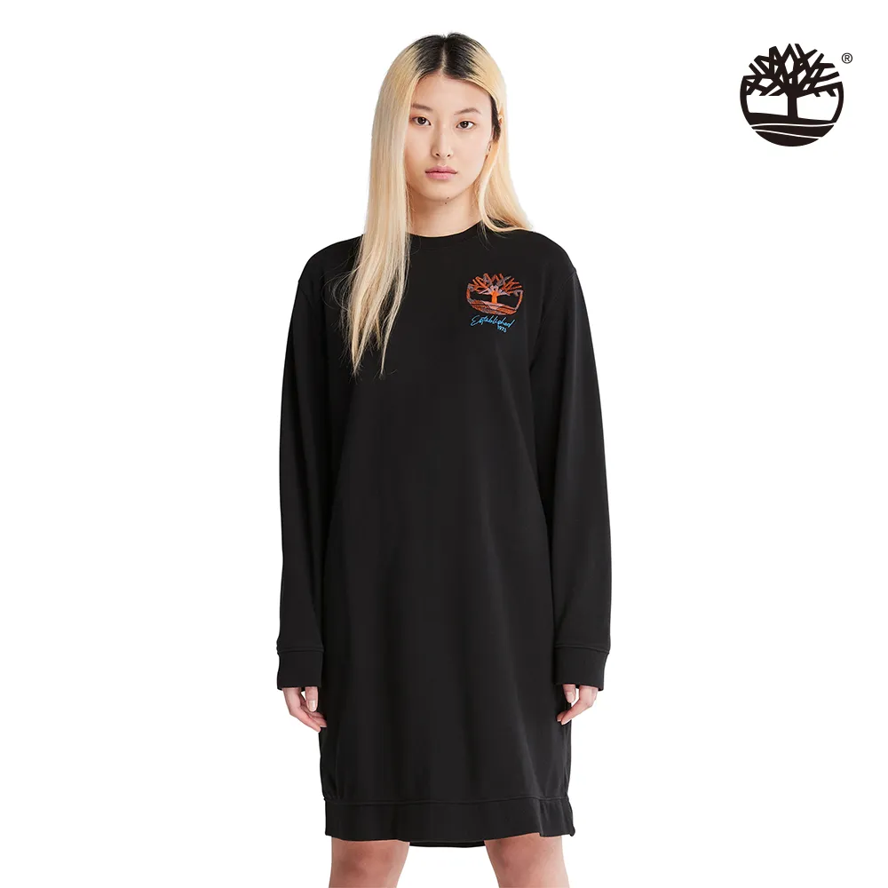 Timberland 女款黑色有機棉拼接Oyster River寬版大學T|A5X3H001 歷史價格詳細信息