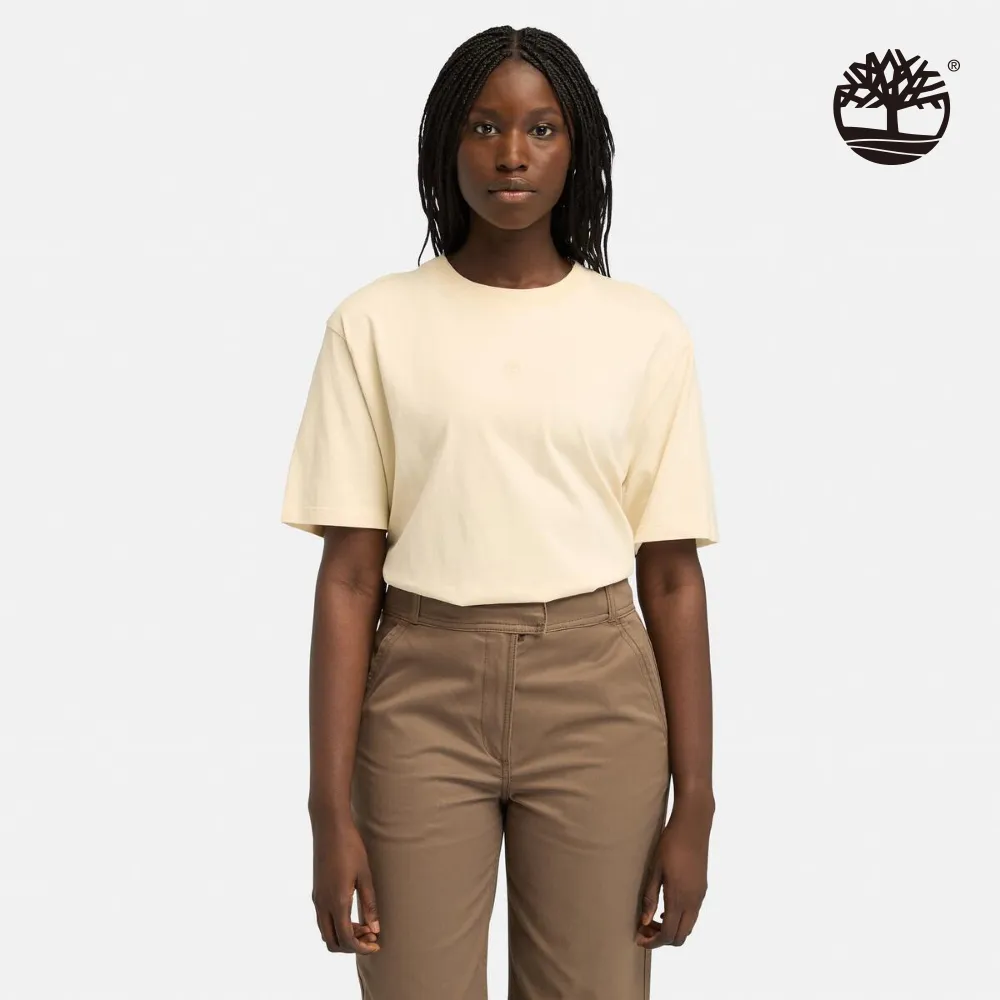 Timberland 男款象牙色刺繡LOGO圓領上衣|A695YEFL 歷史價格詳細信息