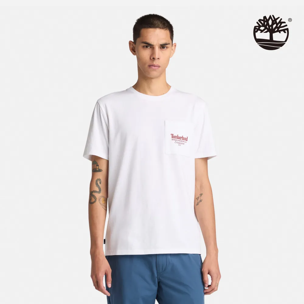 Timberland 男款白色休閒短袖T恤|A2QB7CM9 歷史價格詳細信息