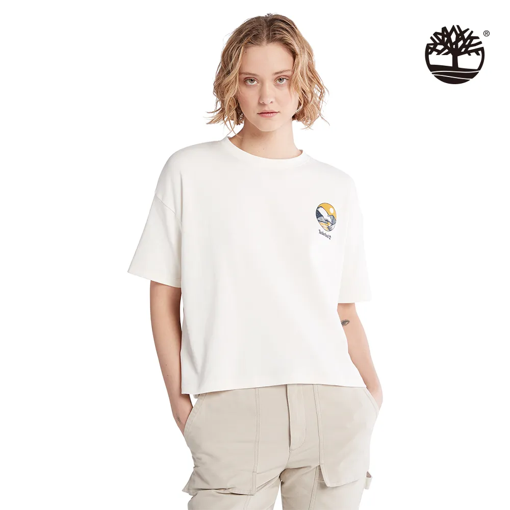 Timberland 女款復古白有機棉環保材質寬鬆連帽大學T|A5X45CM9 歷史價格詳細信息