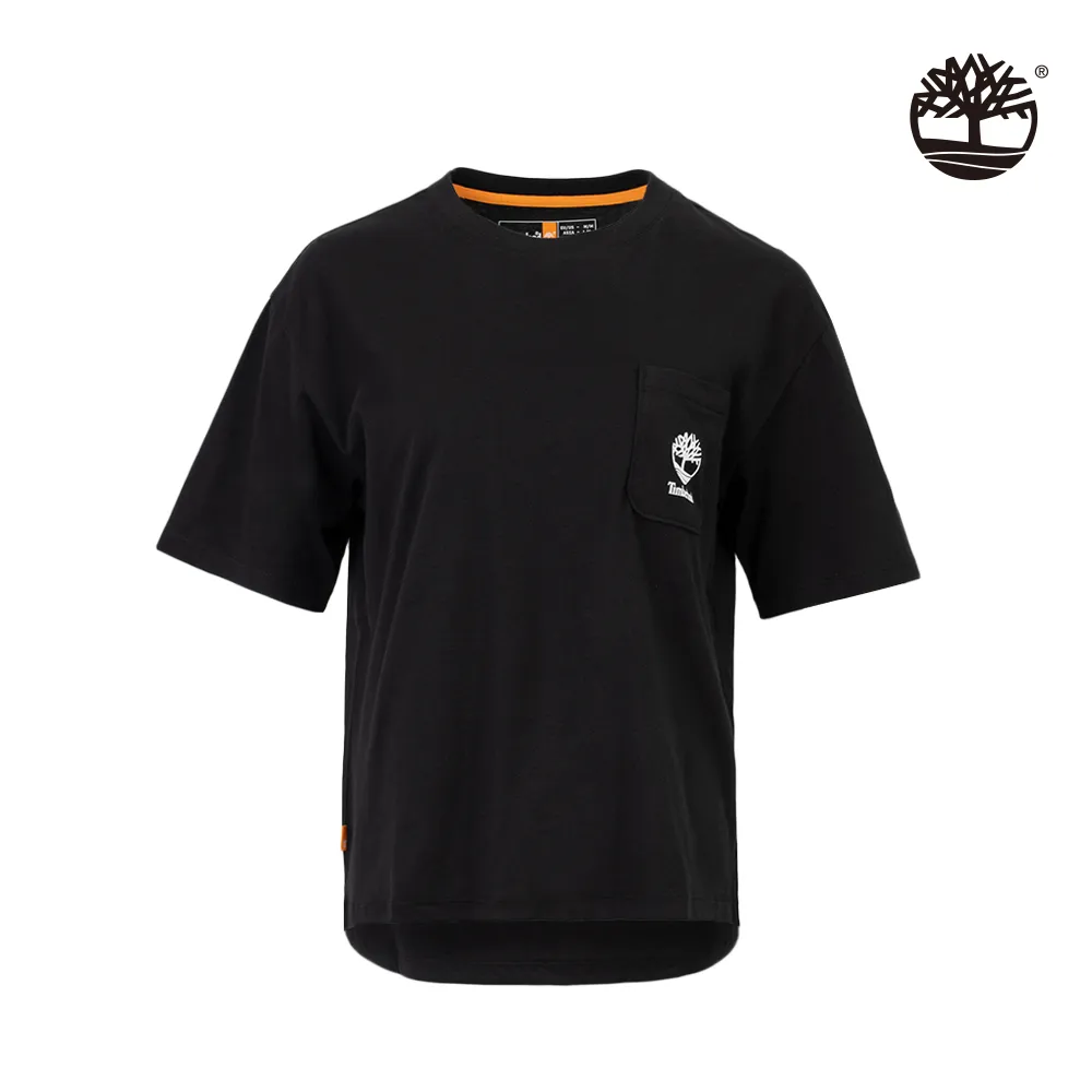 Timberland 女款黑色有機棉胸前圓形LOGO短袖T恤|A6AVM001 歷史價格詳細信息