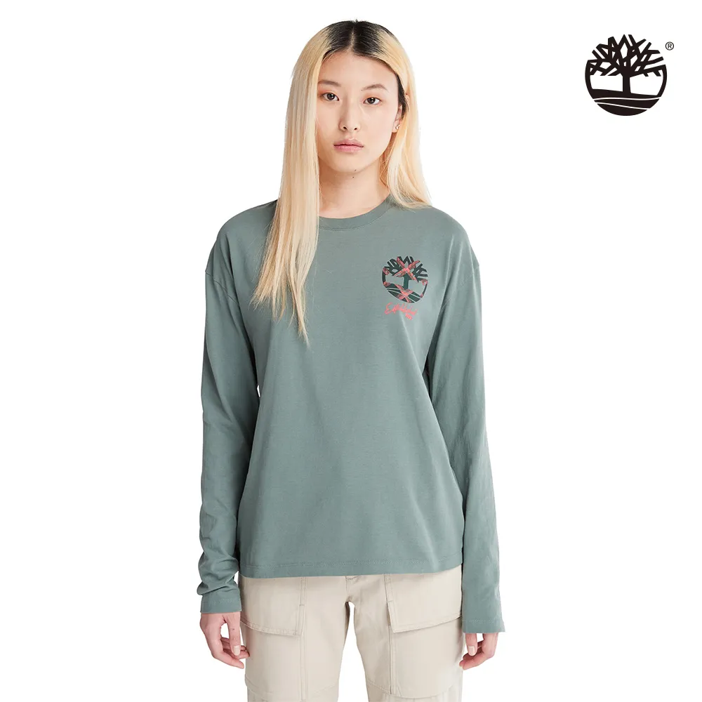 Timberland 男款鳳仙花綠有機棉經典黃靴負片印花長袖T恤|A69YH392 歷史價格詳細信息