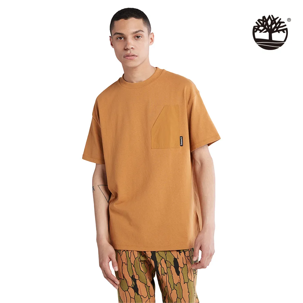 Timberland 男款小麥色有機棉長型撞色Logo印花短袖 T恤|A69U5P47 歷史價格詳細信息