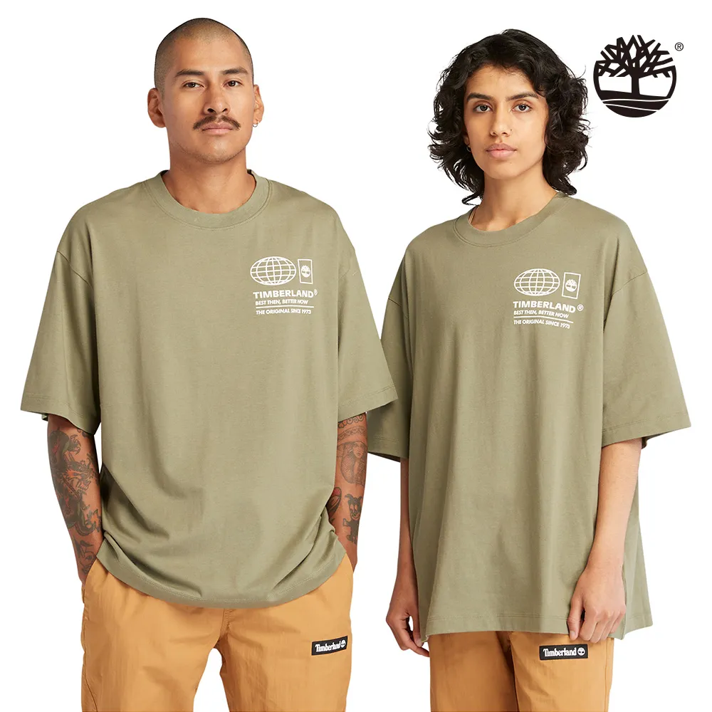 Timberland 中性灰綠色背面圖案短袖T恤|A6QHD590 歷史價格詳細信息