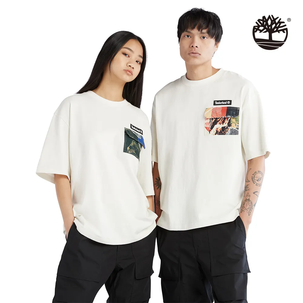 Timberland 中性款復古白正面LOGO圓領上衣|A6K5DCM9 歷史價格詳細信息