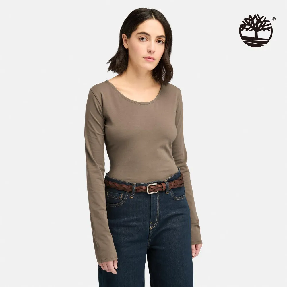 Timberland 女款咖啡色長袖合身T恤|A5ZHQBK0 歷史價格詳細信息