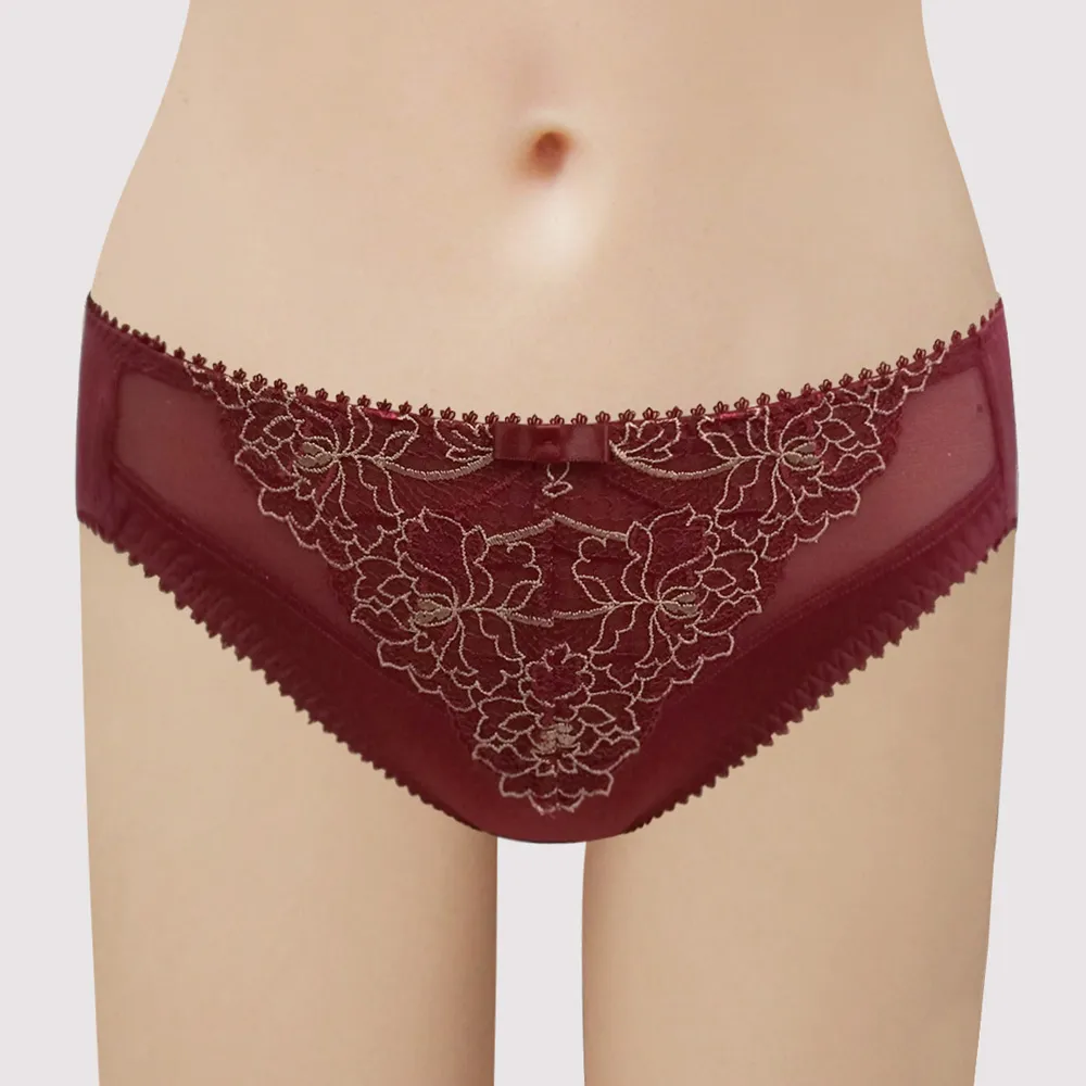 【曼黛瑪璉】法式香吻無襯  低腰三角萊克內褲(千葉紅) 歷史價格詳細信息