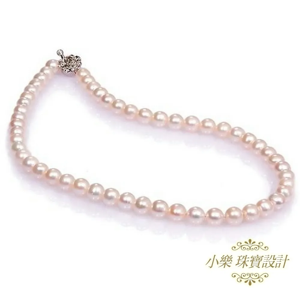 【小樂珠寶】7mm天然珍珠項鍊＊粉色秀氣款 歷史價格詳細信息