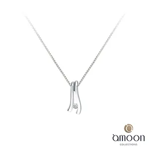 amoon 浪漫艾菲爾系列 永結同心 9K金鑽石項鍊 歷史價格詳細信息