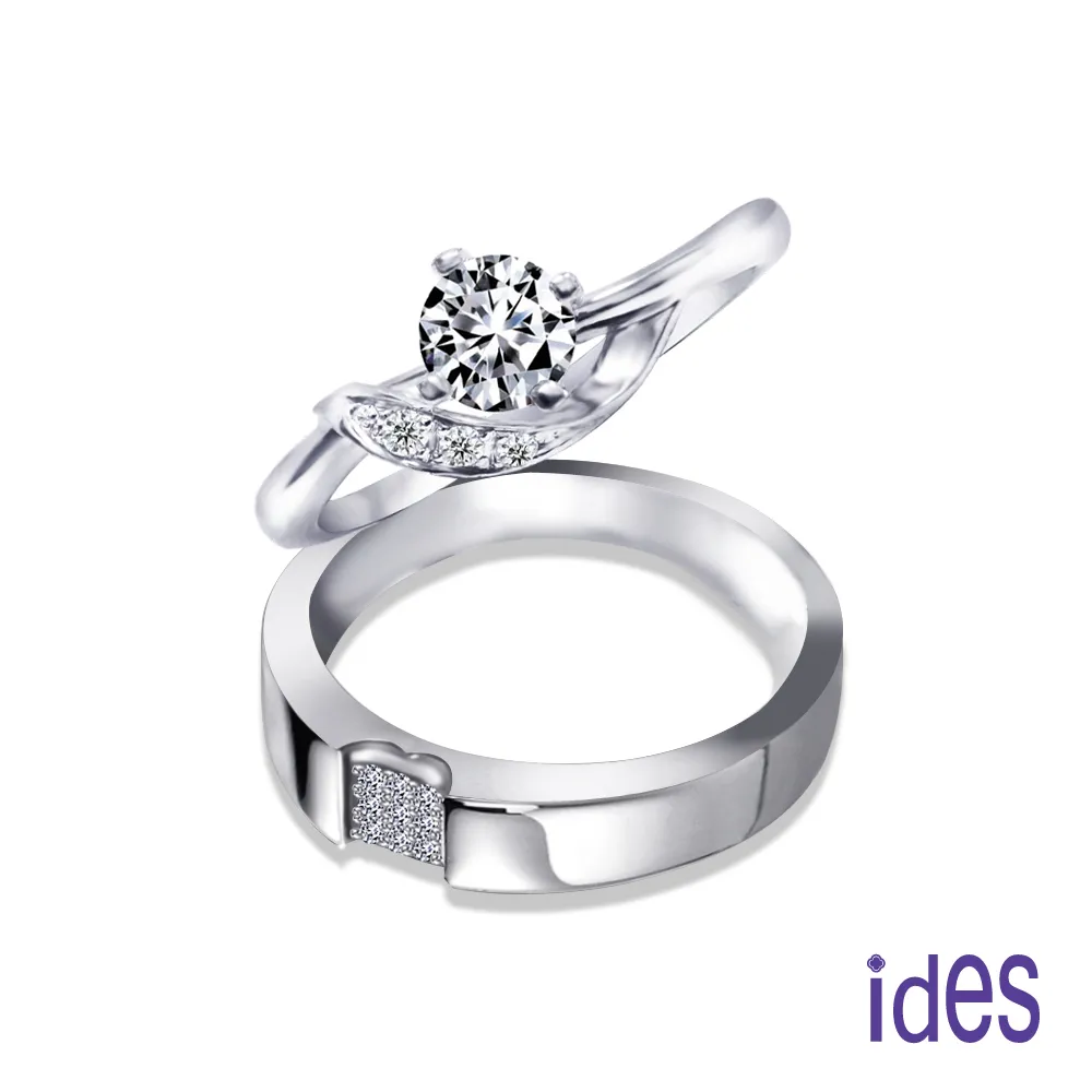 ides愛蒂思  買一送一 精選設計款F/VS1頂級3EX車工鑽石戒指結婚戒指情侶對戒（14K） 歷史價格詳細信息
