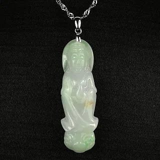 翡翠珠寶觀音佛公吊墜老坑冰種淺綠色飄花紫羅蘭緬甸天然A貨掛件 歷史價格詳細信息