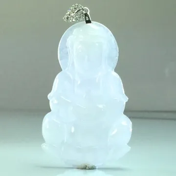 翡翠珠寶觀音佛公吊墜老坑冰種淺綠色飄花紫羅蘭緬甸天然A貨掛件 歷史價格詳細信息