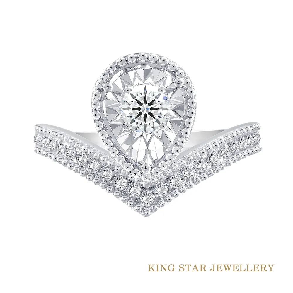 King Star 30分鑽石水滴18K金戒指(最白D color / VS2 /3 Excellent極優) 歷史價格詳細信息