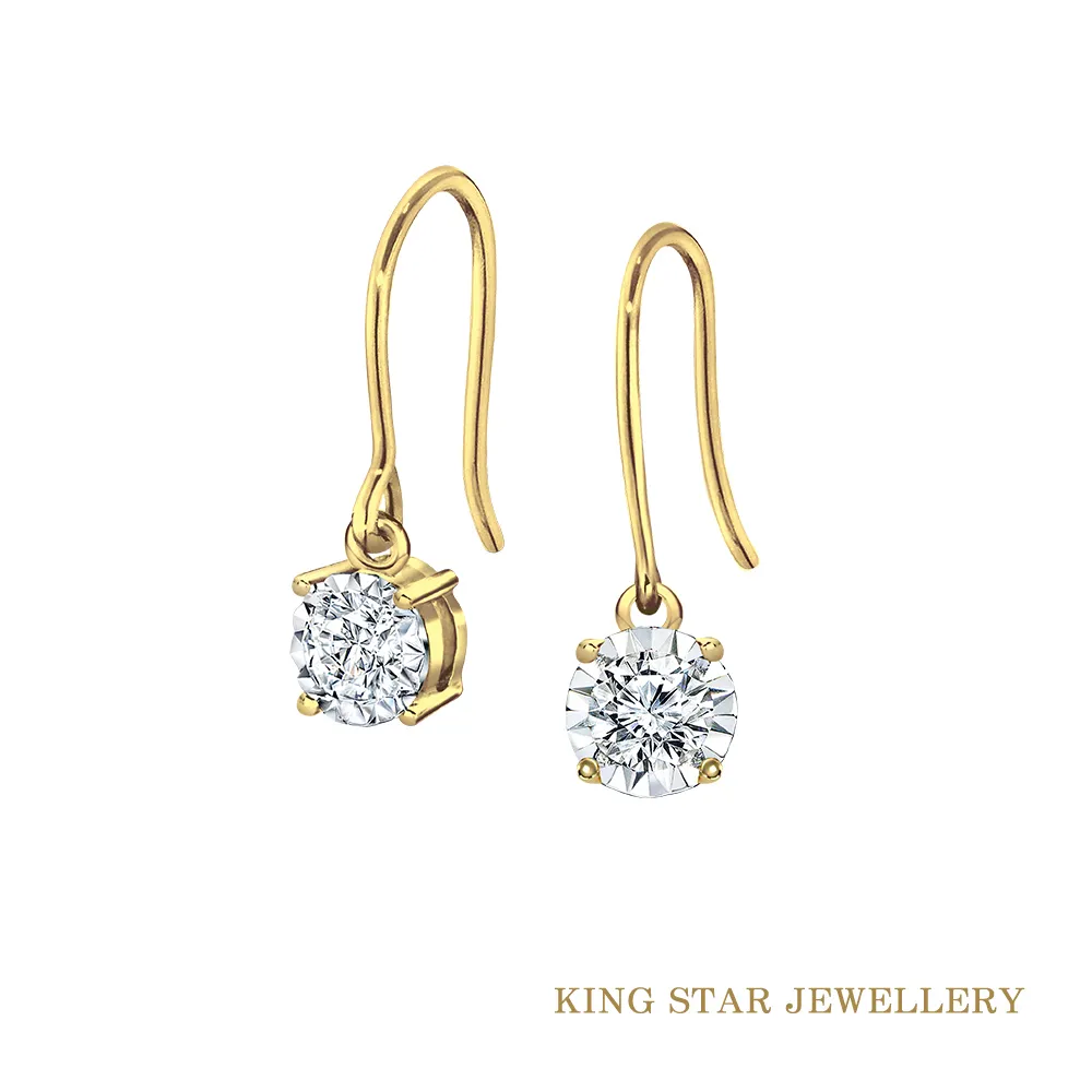 King Star 30分擁抱14K金靈動鑽石耳環(最白D color /3 Excellent極優 八心八箭) 歷史價格詳細信息