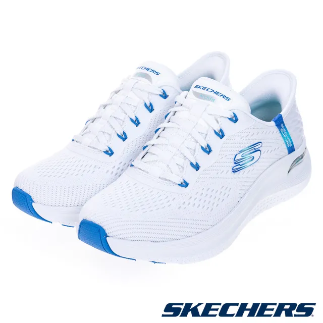 Skechers Arch Fit 2.0 [150066WWBL] 女 休閒鞋 寬楦 厚底 套入式 瞬穿 白 藍 歷史價格詳細信息
