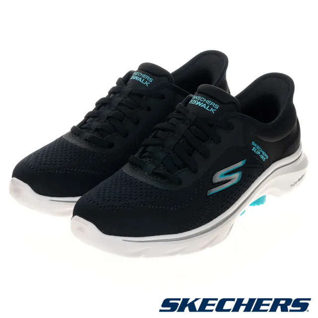 Skechers Go Walk 7 [125233BKAQ] 女 休閒鞋 健走鞋 套入式 瞬穿 緩衝 舒適 黑 藍 歷史價格詳細信息