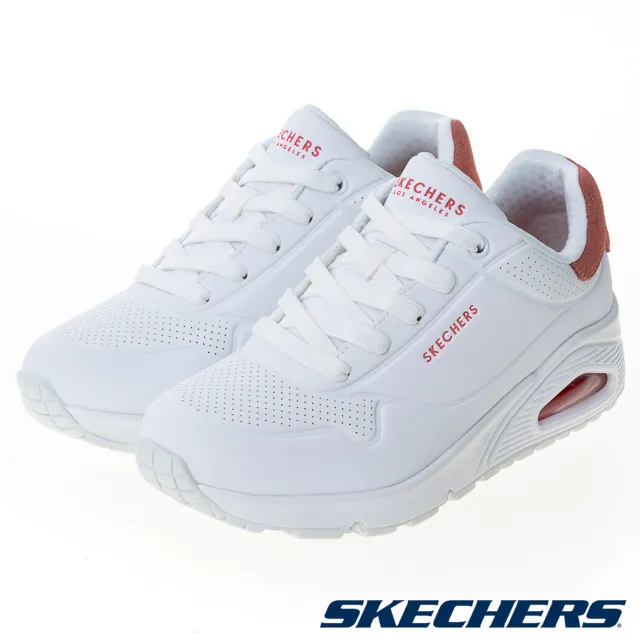 Skechers UNO [177092WCRL] 女 休閒鞋 步行 氣墊 緩震 皮革 白 珊瑚粉 歷史價格詳細信息