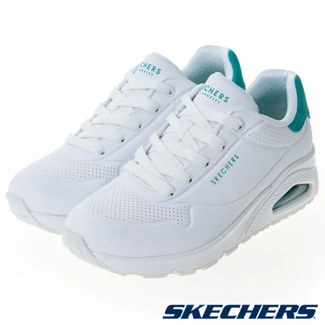 Skechers UNO [177092WMNT] 女 休閒鞋 步行 氣墊 緩震 皮革 白 綠 歷史價格詳細信息