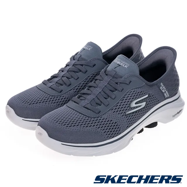 Skechers Go Walk 7 [216641CCBL] 男 健走鞋 步行 休閒 瞬穿舒適科技 緩震 透氣 灰藍 歷史價格詳細信息