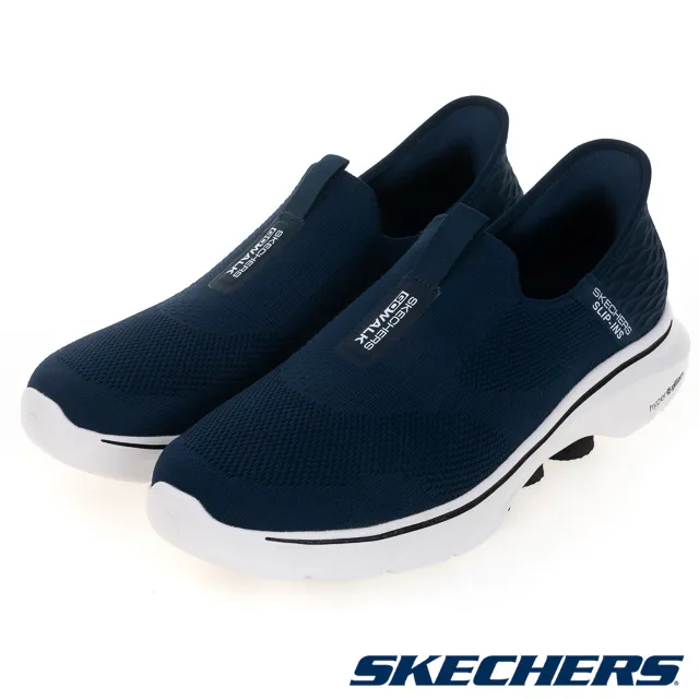 Skechers Go Walk 7 [216641NVY] 男 健走鞋 步行 休閒 瞬穿舒適科技 緩震 透氣 深藍 歷史價格詳細信息