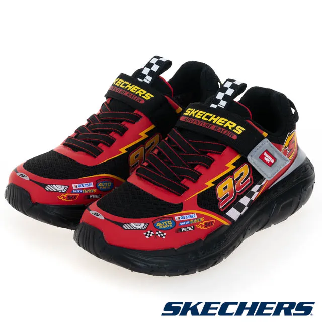 Skechers SKECH Tracks [402303LBKRD] 大童 慢跑鞋 運動 休閒 賽車 魔鬼氈 黑紅 歷史價格詳細信息