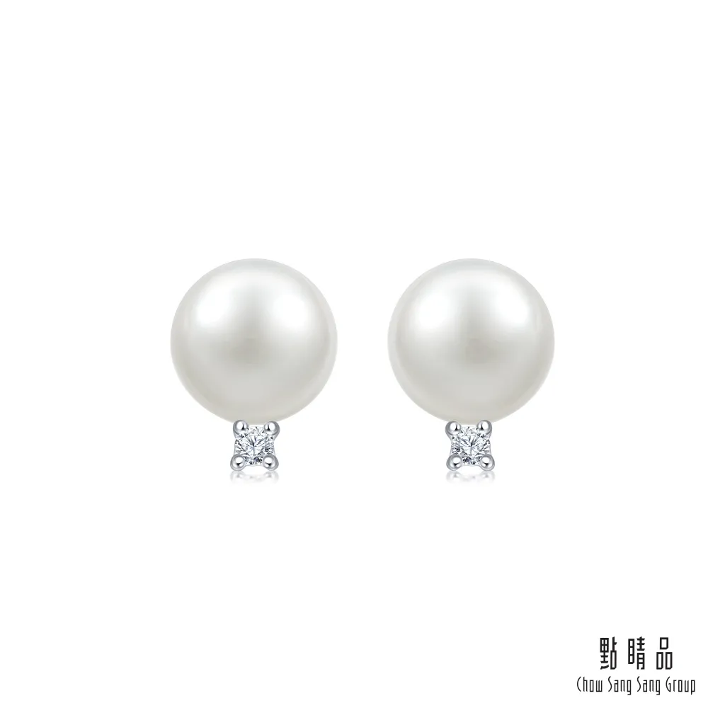 點睛品 La Pelle 日本AKOYA珍珠18K金鑽石耳環_一對(8mm) 歷史價格詳細信息