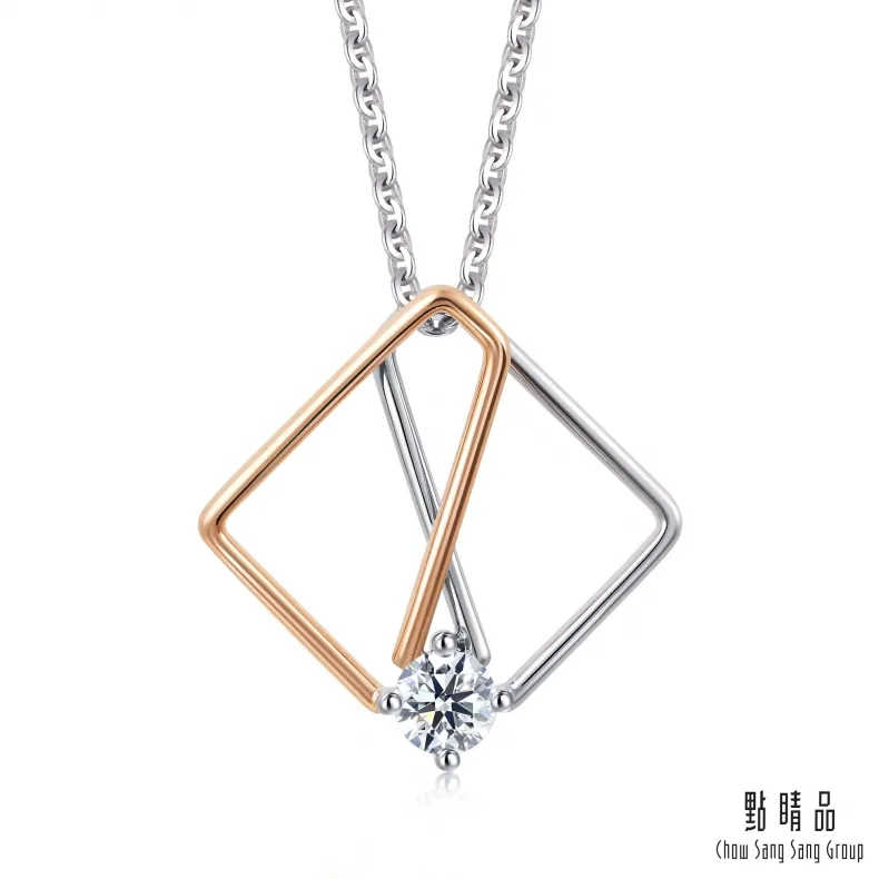 點睛品 Daily Luxe 18分 幾何圓形 18K雙色金鑽石吊墜 歷史價格詳細信息