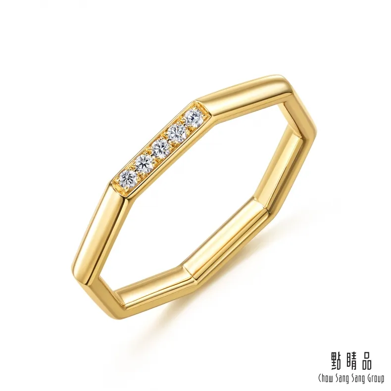 點睛品 Fingers Play  簡約八角形 18K玫瑰金鑽石戒指 歷史價格詳細信息