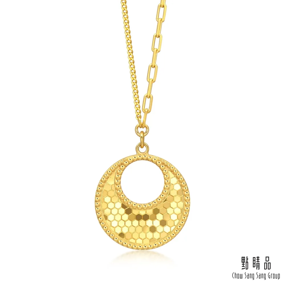 點睛品 亮鏡金 圓形蜂巢 黃金項鍊_計價黃金 歷史價格詳細信息