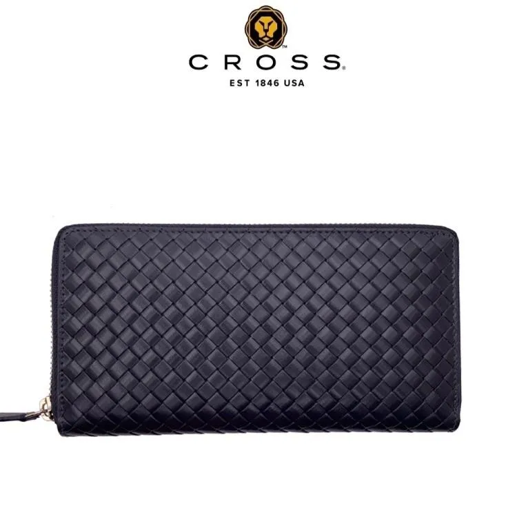 CROSS 限量1折起 頂級小牛皮編織紋拉鍊長夾 海倫系列 全新專櫃展示品(深藍色) 歷史價格詳細信息