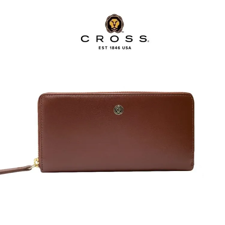 CROSS 限量1折 頂級小牛皮拉鍊長皮夾 維納斯系列 全新專櫃展示品(磚紅色) 歷史價格詳細信息