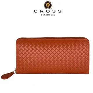 【CROSS】經典小牛皮編織紋拉鍊胸包(黑色) 歷史價格詳細信息