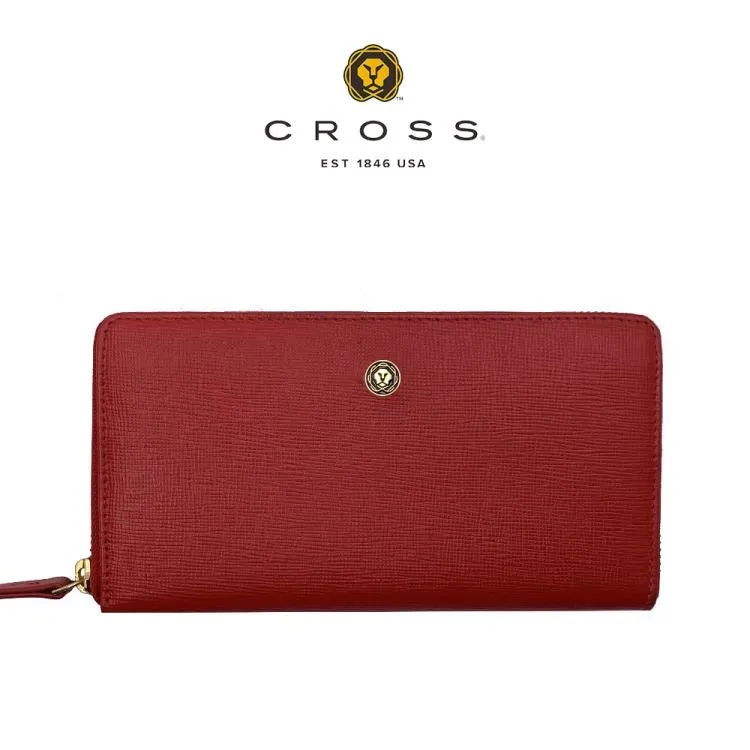 【CROSS】限量1折 頂級小牛皮十字紋拉鍊長夾 蘿拉系列 全新專櫃展示品(墨綠色) 歷史價格詳細信息