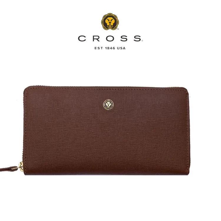 【CROSS】限量1折 頂級小牛皮十字紋拉鍊長夾 蘿拉系列 全新專櫃展示品(墨綠色) 歷史價格詳細信息