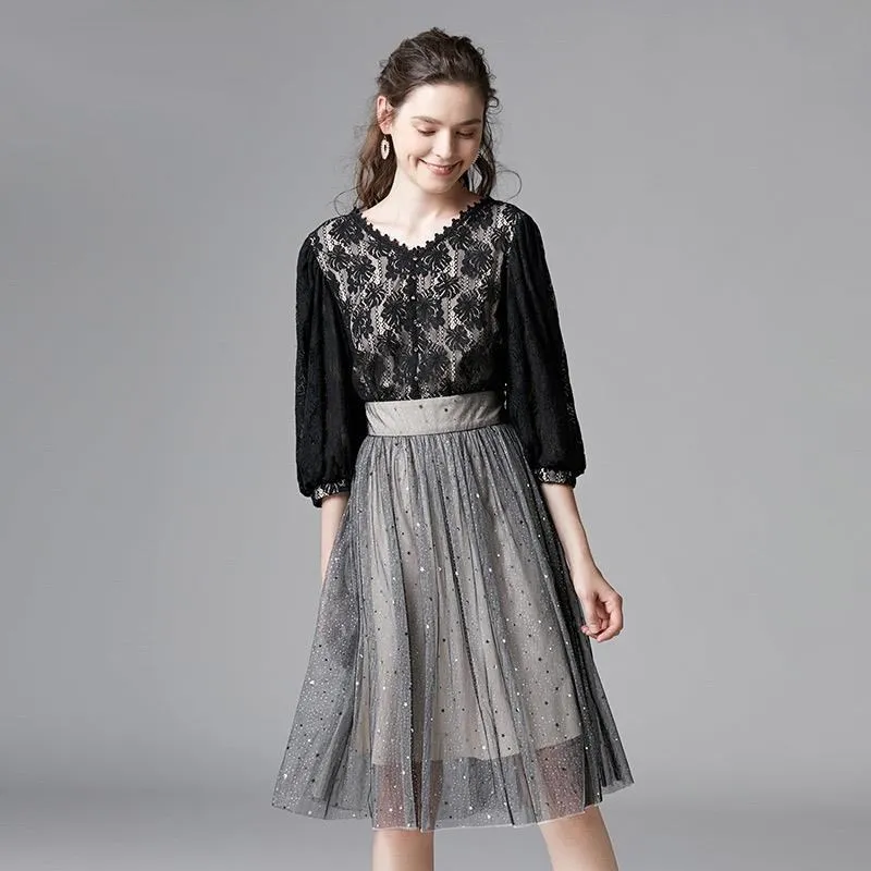 網紗打底衫女洋氣內搭長袖t恤2021秋冬新款立領蕾絲拼接法式上衣 歷史價格詳細信息