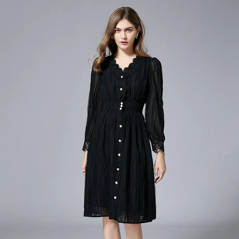 歐洲站法式連衣裙高級感2023秋冬新款女裝v領修身顯瘦氣質包臀裙_佳美優品 歷史價格詳細信息