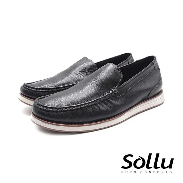 Sollu 巴西專櫃 真皮小方頭輕盈舒適記憶墊皮鞋-黑 歷史價格詳細信息