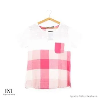 【INI】輕鬆穿搭、真兩件式條紋慵懶感連袖上衣．水藍色 歷史價格詳細信息