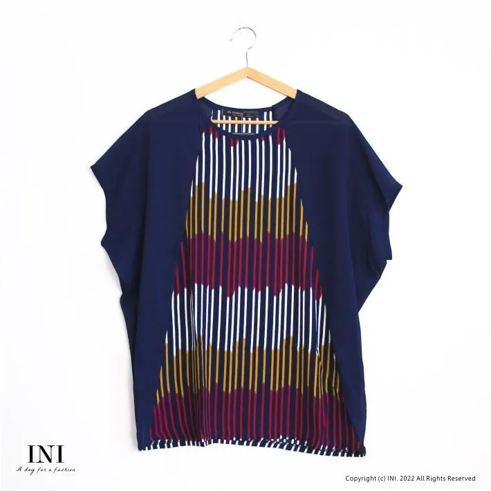 【INI】寬鬆好感、有型印花寬版連袖上衣．黑色 歷史價格詳細信息