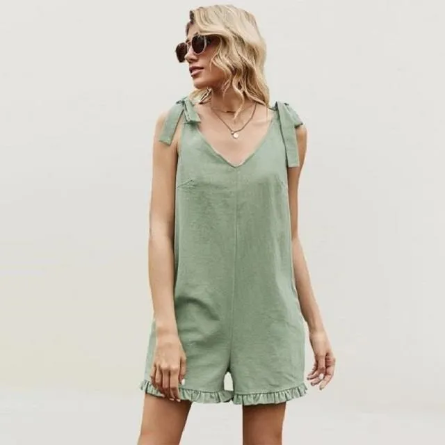 《D'Fina 時尚女裝》 綁帶寬鬆 直筒素色連體背帶褲 歷史價格詳細信息