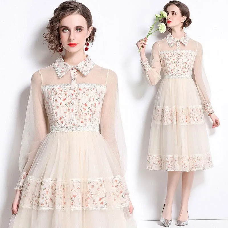 《D'Fina 時尚女裝》 中長版魚尾裙子修身顯瘦收腰領印花牛仔洋裝 歷史價格詳細信息