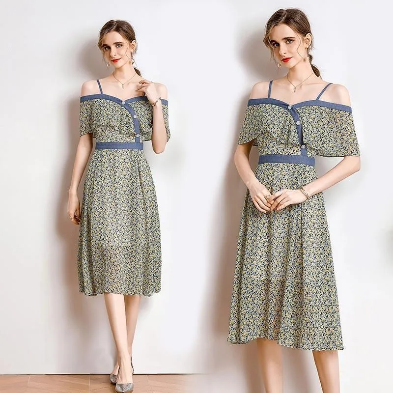 《D'Fina 時尚女裝》 牛仔拼接短袖時尚設計感假兩件氣質包臀裙子 歷史價格詳細信息