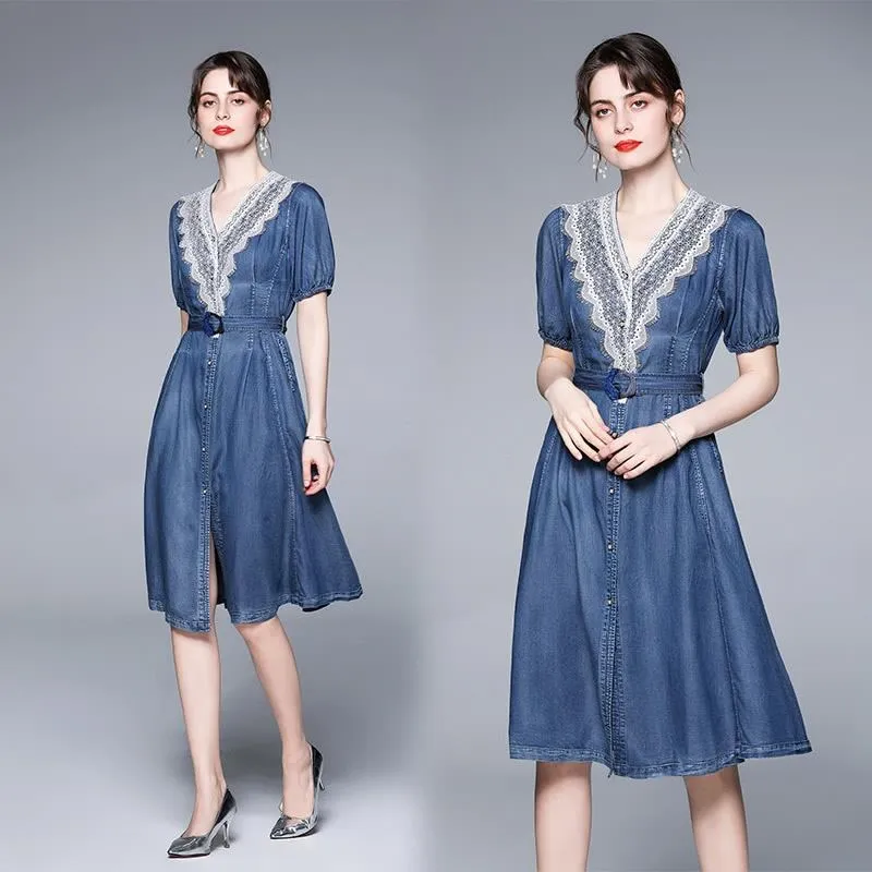 《D'Fina 時尚女裝》 蕾絲洋裝 棉花糖女孩時尚點點波鬆緊腰大碼裙 歷史價格詳細信息