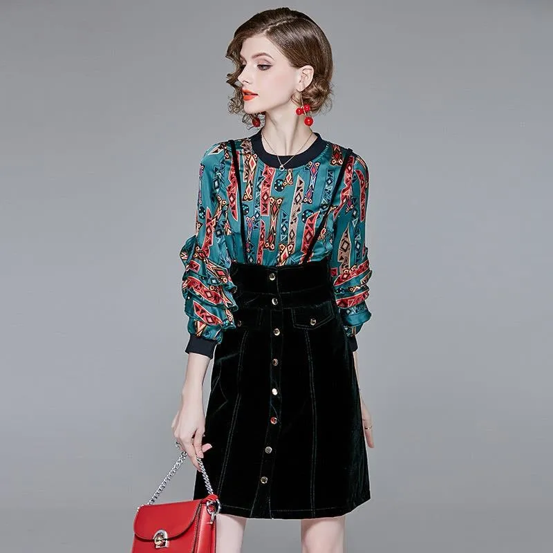 時尚印花兩件式裙式長袖蕾絲高腰遮肚顯瘦泡溫泉度假泳衣女 歷史價格詳細信息