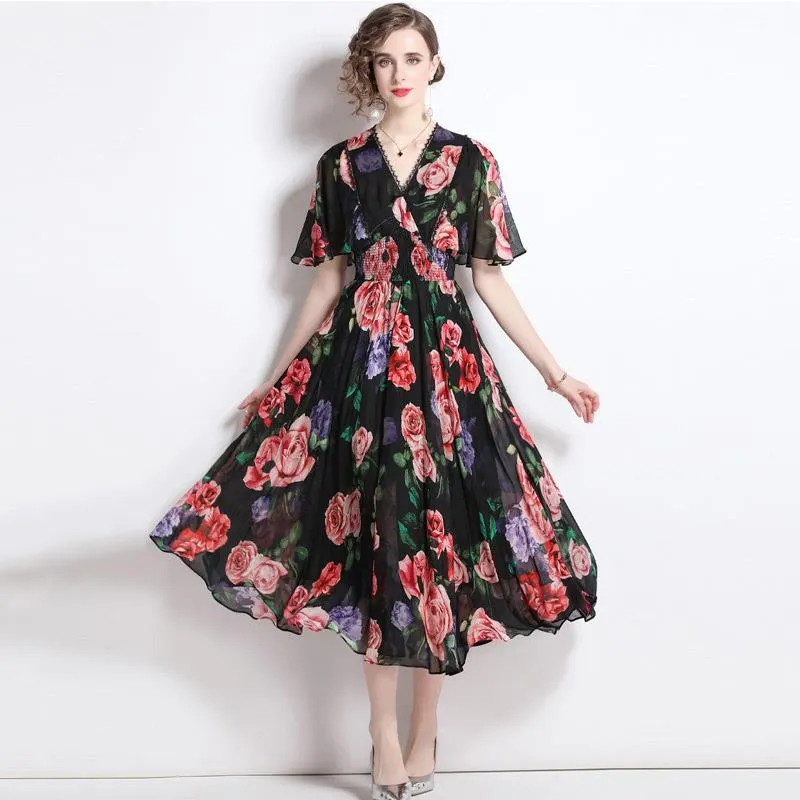 v領雪紡荷葉邊高腰比基尼純色泳衣女綁帶新款2024bikini 歷史價格詳細信息