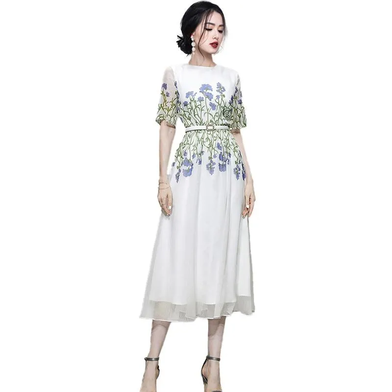 《D'Fina 時尚女裝》 氣質顯瘦中長版背心裙圓領大碼套頭網紗洋裝 歷史價格詳細信息